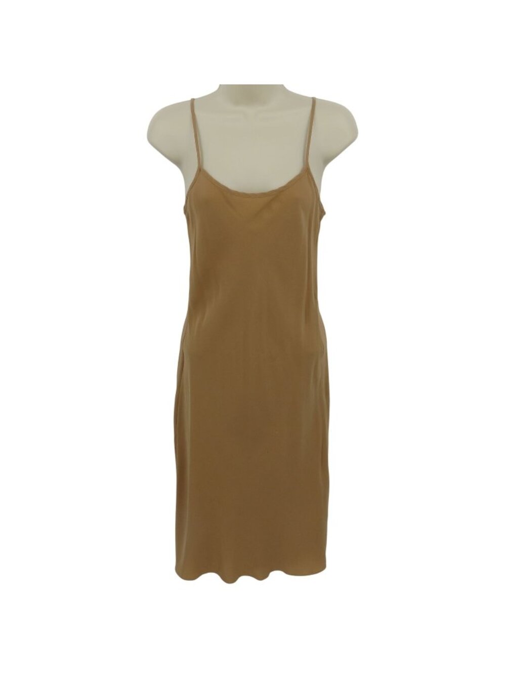 Michael Kors Collection Women Small Suntan Silk Blend Spaghetti Strap Slip Dress